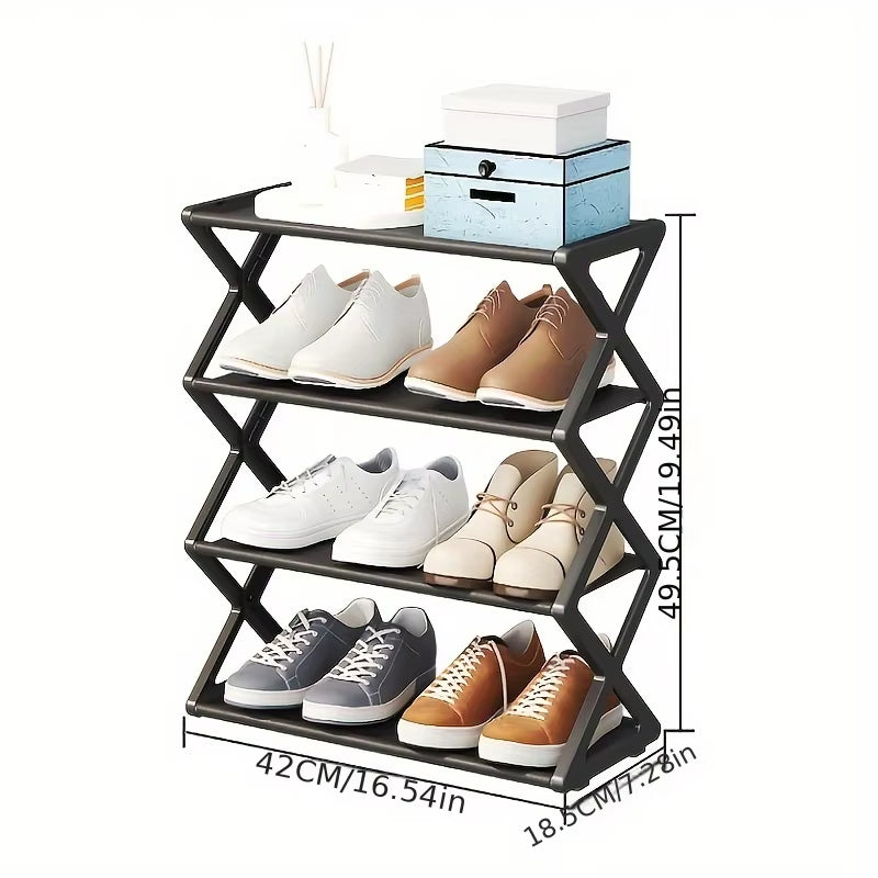 X Shape 4-Layer Shoe Rack