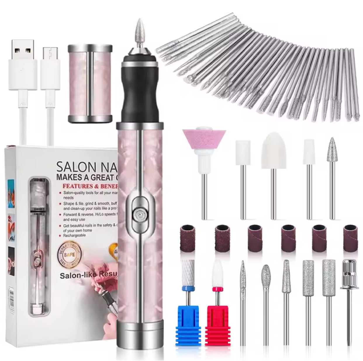 LULAA Rechargeable Electric Nail Drill Machine Cordless
Electric Nail File for Acrylic Gel Nails Efile Manicure Pedicure