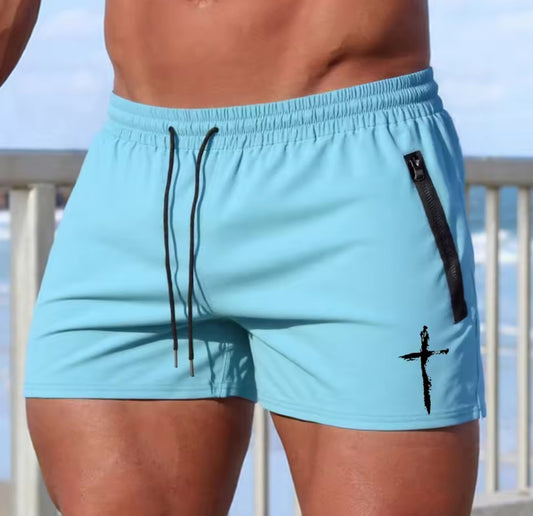 Men's Cross Print Beach Shorts