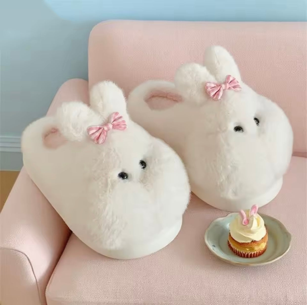 New lovely fat puffy rabbit slippers women