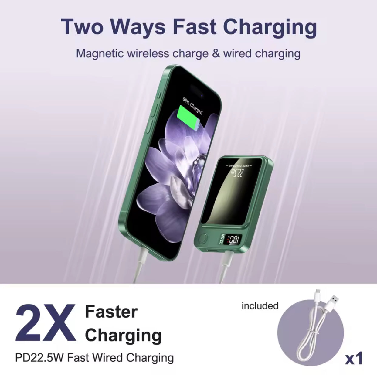 10000mAh Power Bank Magnetic Wireless Charger