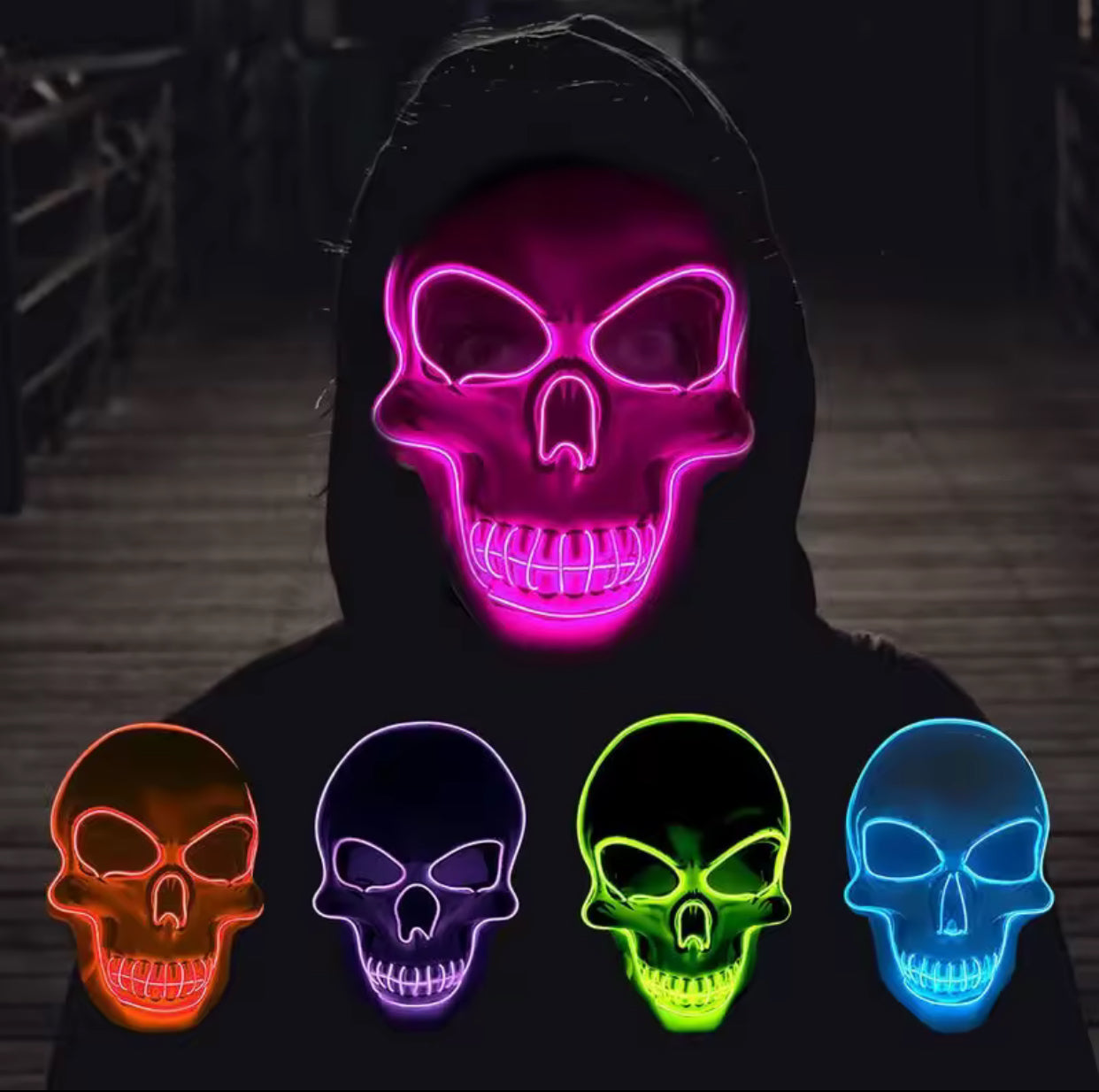 Halloween Horror Skull Mask LED Cold Light Mask LED