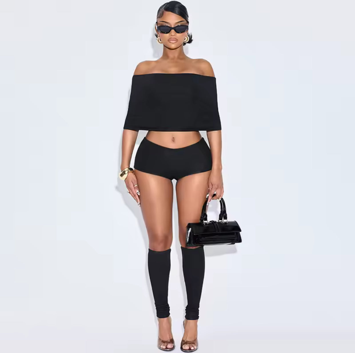 Summer Slash Neck Sexy Crop Top Mini