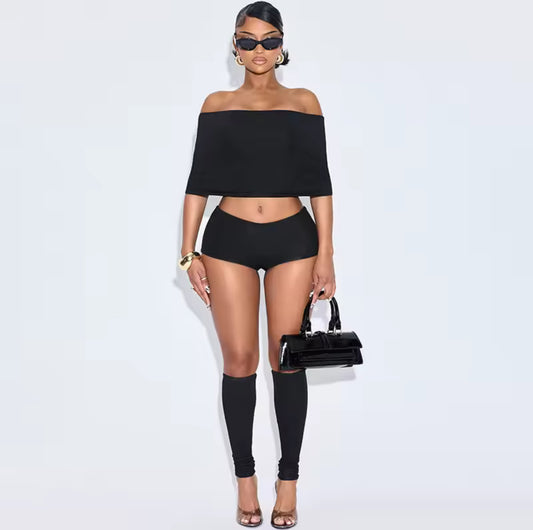Summer Slash Neck Sexy Crop Top Mini