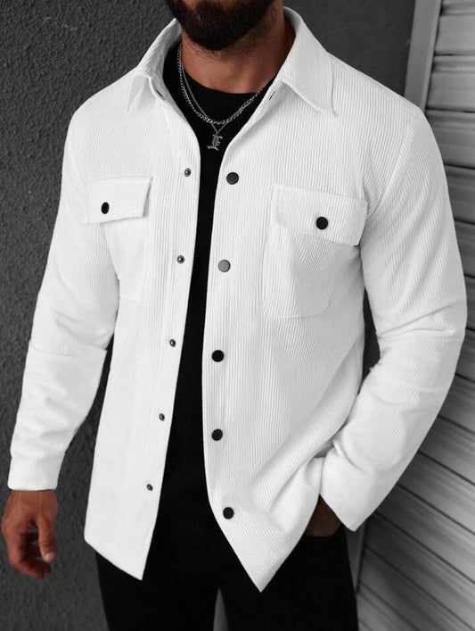Simple Casual Solid Color Double Pocket Jacket