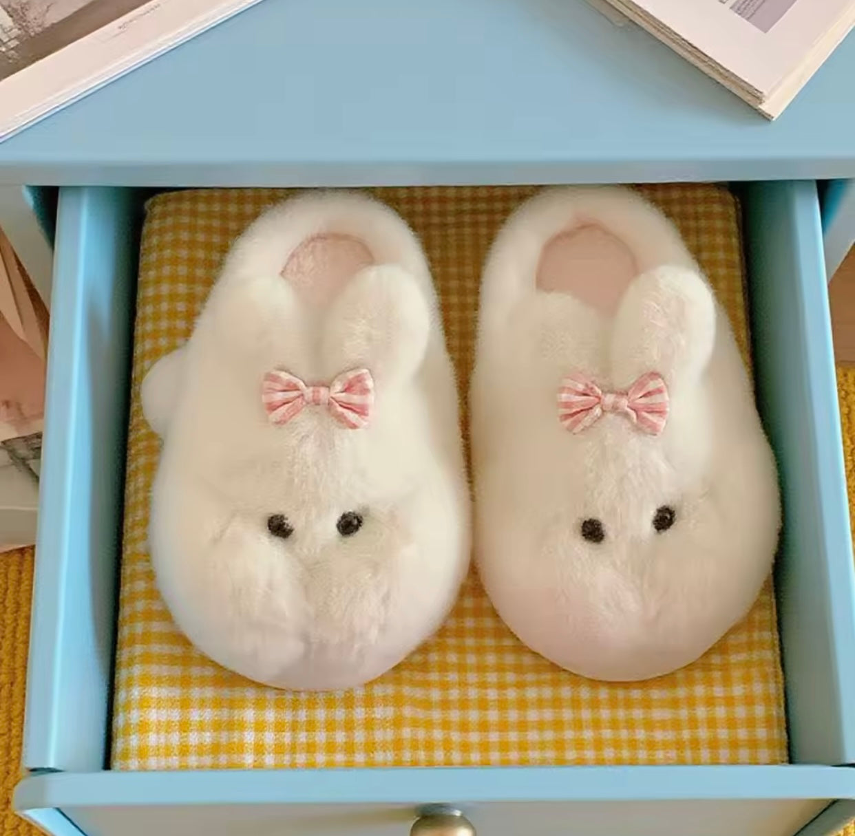 New lovely fat puffy rabbit slippers women