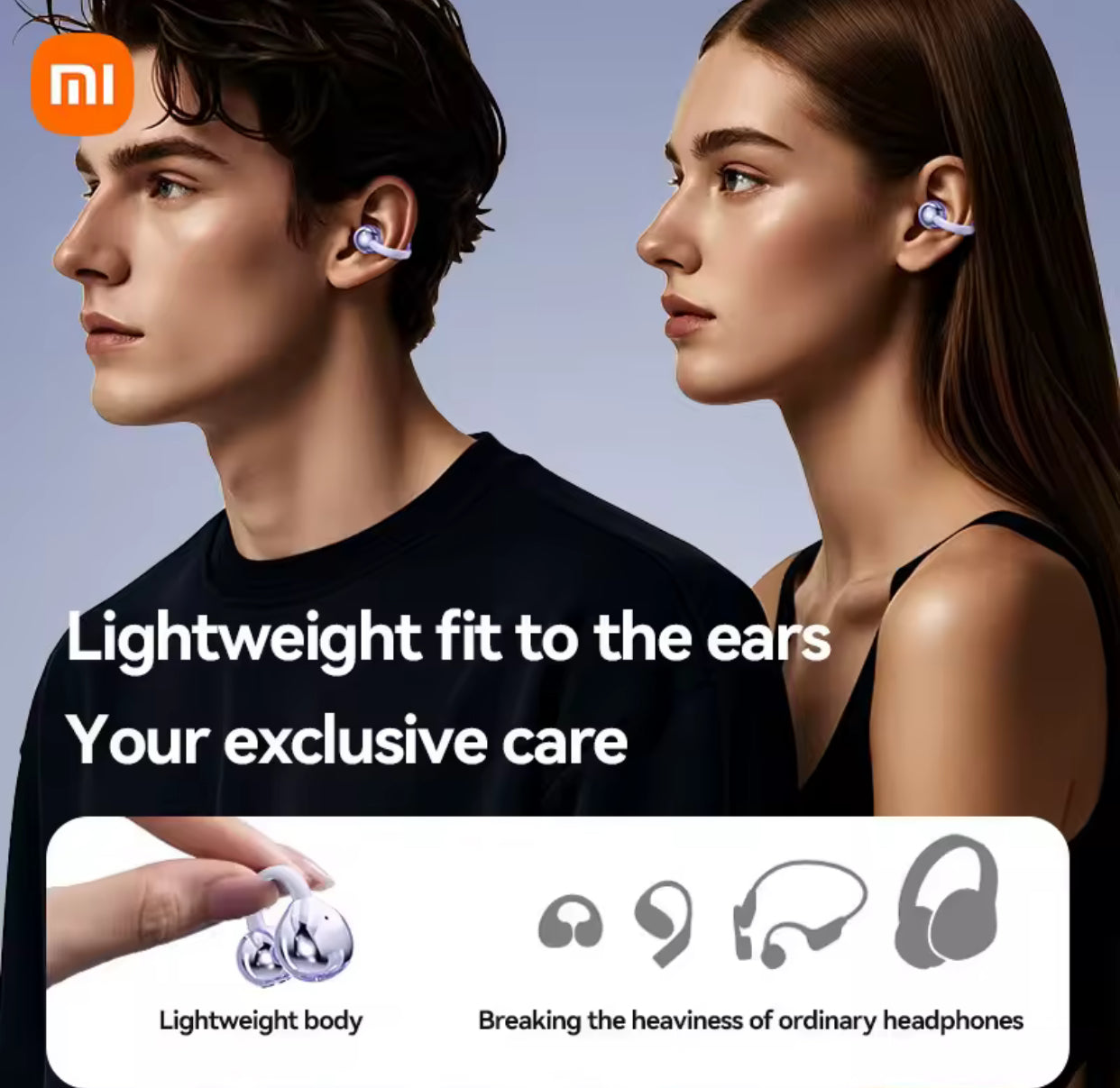 XIAOMI Mijia Wireless Earphone Open Ear M91 Ear ClipENC Headset Bluetooth 5.4 HD Call Touch Control Headphone for Android iOS