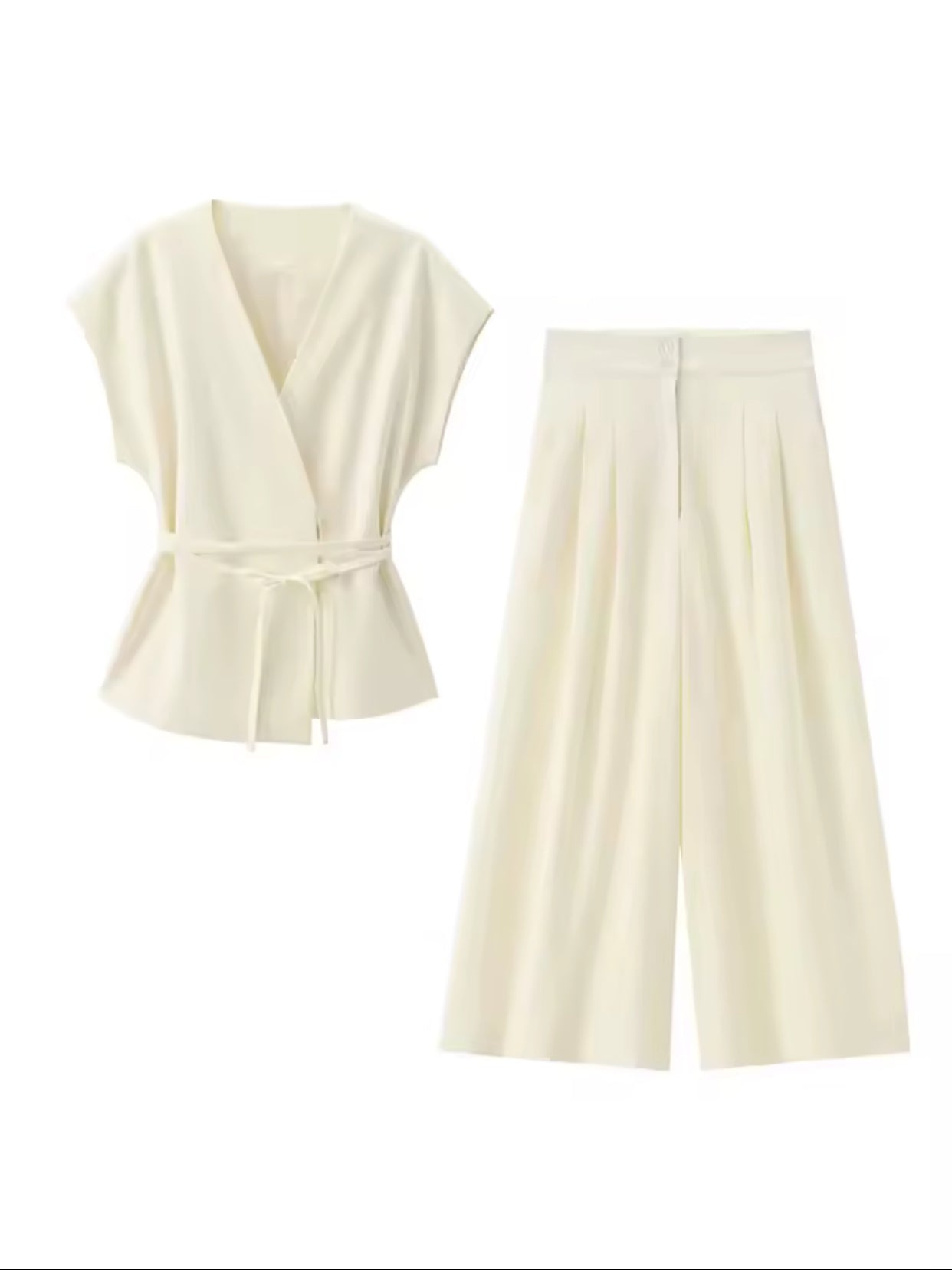 TFMLN Fashion Women's Trouser Suits Sleeveless V-Neck