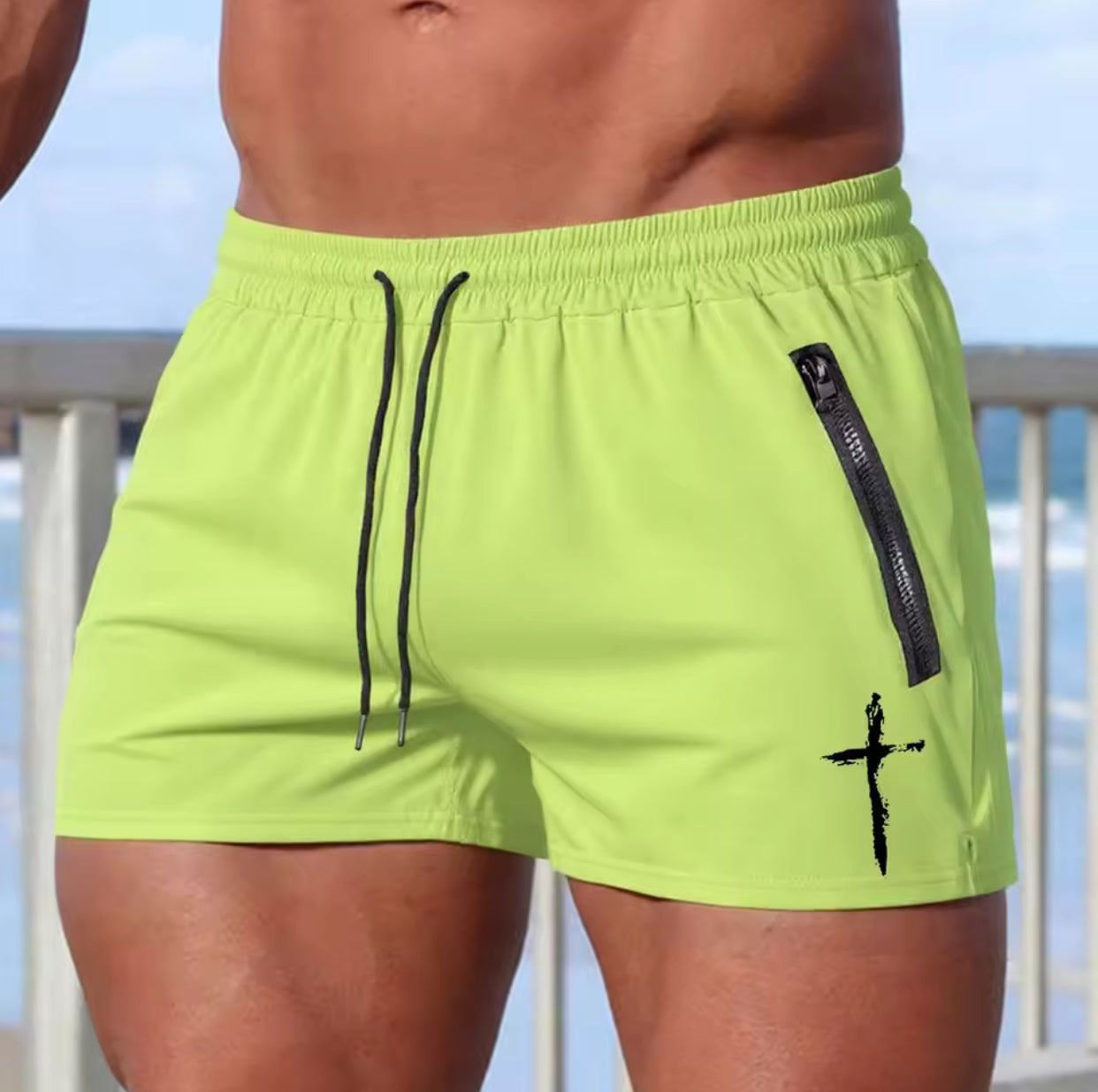 Men's Cross Print Beach Shorts
