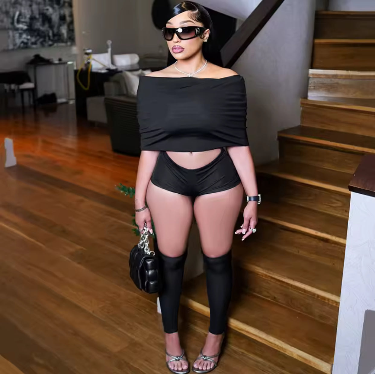 Summer Slash Neck Sexy Crop Top Mini