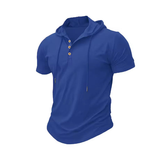 Men's T Shirt Summer Slim Fitness Hooded Short