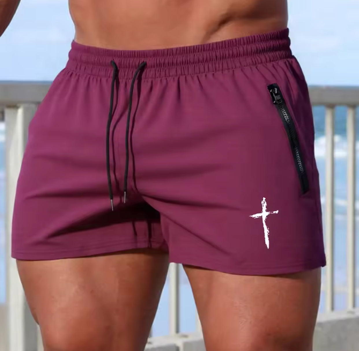 Men's Cross Print Beach Shorts