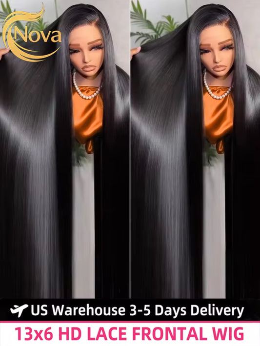 40-46 Inch Bone Straight Lace Frontal Wig 13x4hd Human Hair Wigs 13x6 Hd 200% Density Long Straight Transparent
Lace Frontal Wig