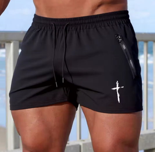 Men's Cross Print Beach Shorts