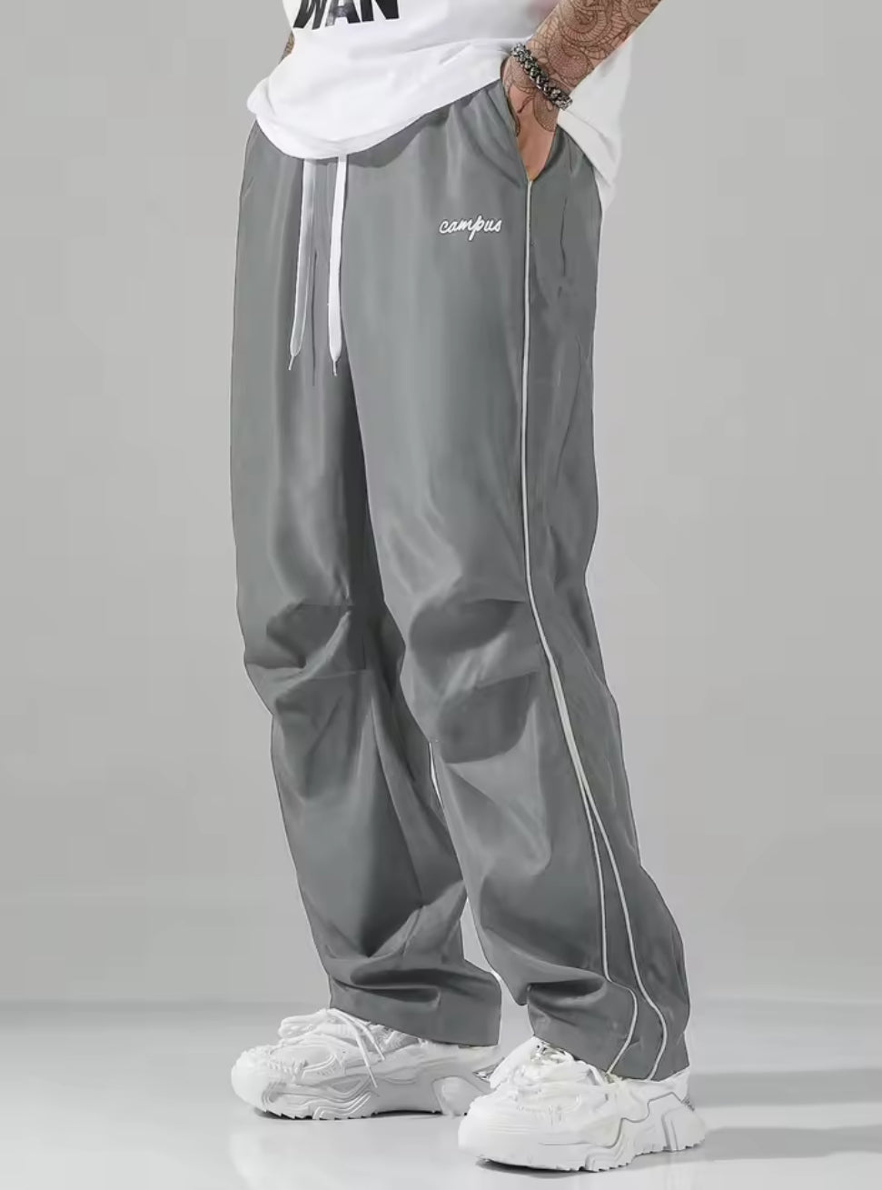 Men's Striped Three - Color Casual Pants with Pockets, Suitable for Sports, Fitness and Jogging