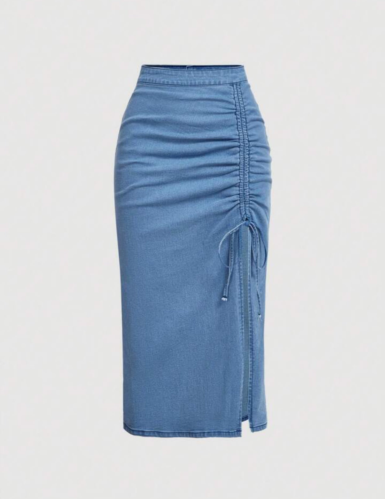 Women's Solid Color Casual Drawstring Denim Skirt