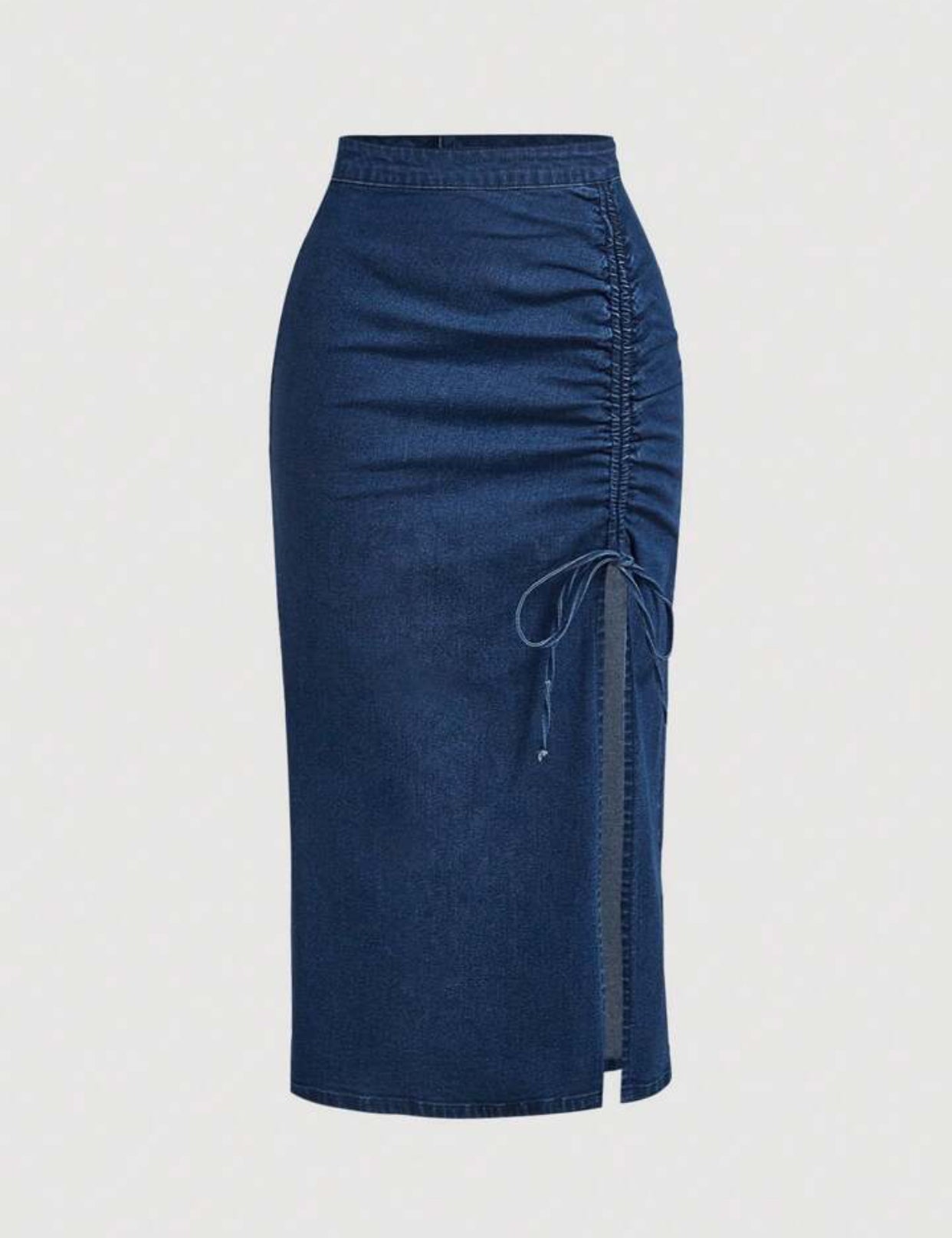 Women's Solid Color Casual Drawstring Denim Skirt