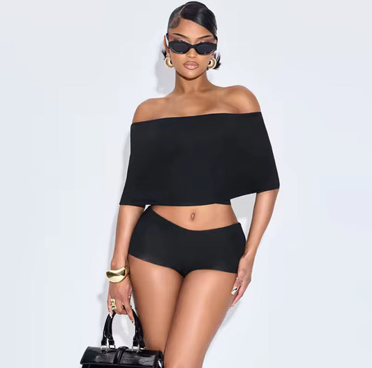 Summer Slash Neck Sexy Crop Top Mini