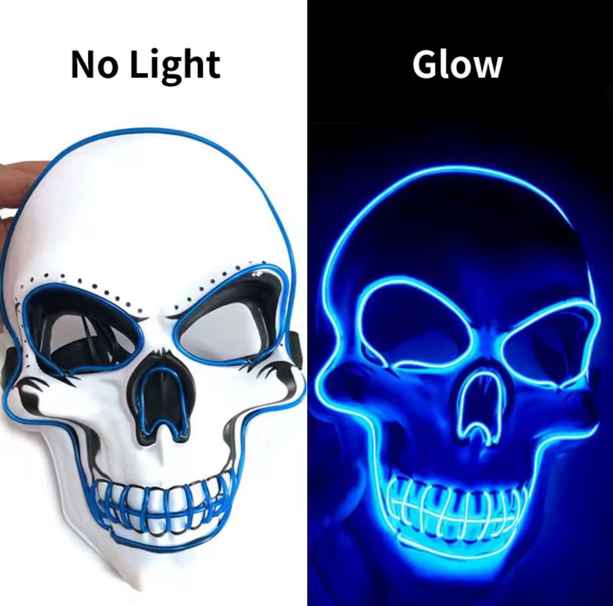 Halloween Horror Skull Mask LED Cold Light Mask LED