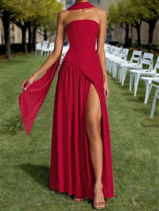 Women's High Slit Chiffon Flowy Dress