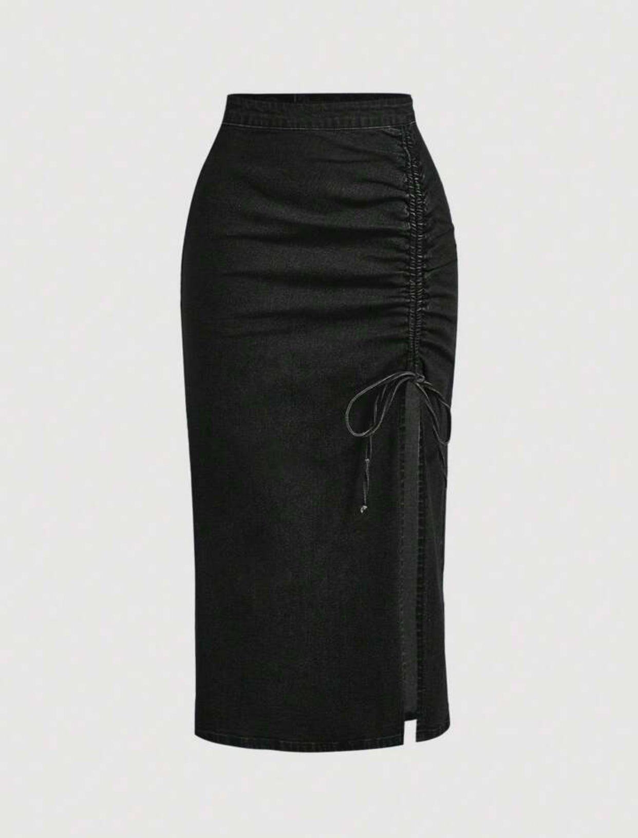 Women's Solid Color Casual Drawstring Denim Skirt