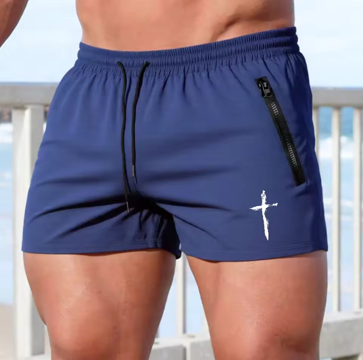 Men's Cross Print Beach Shorts