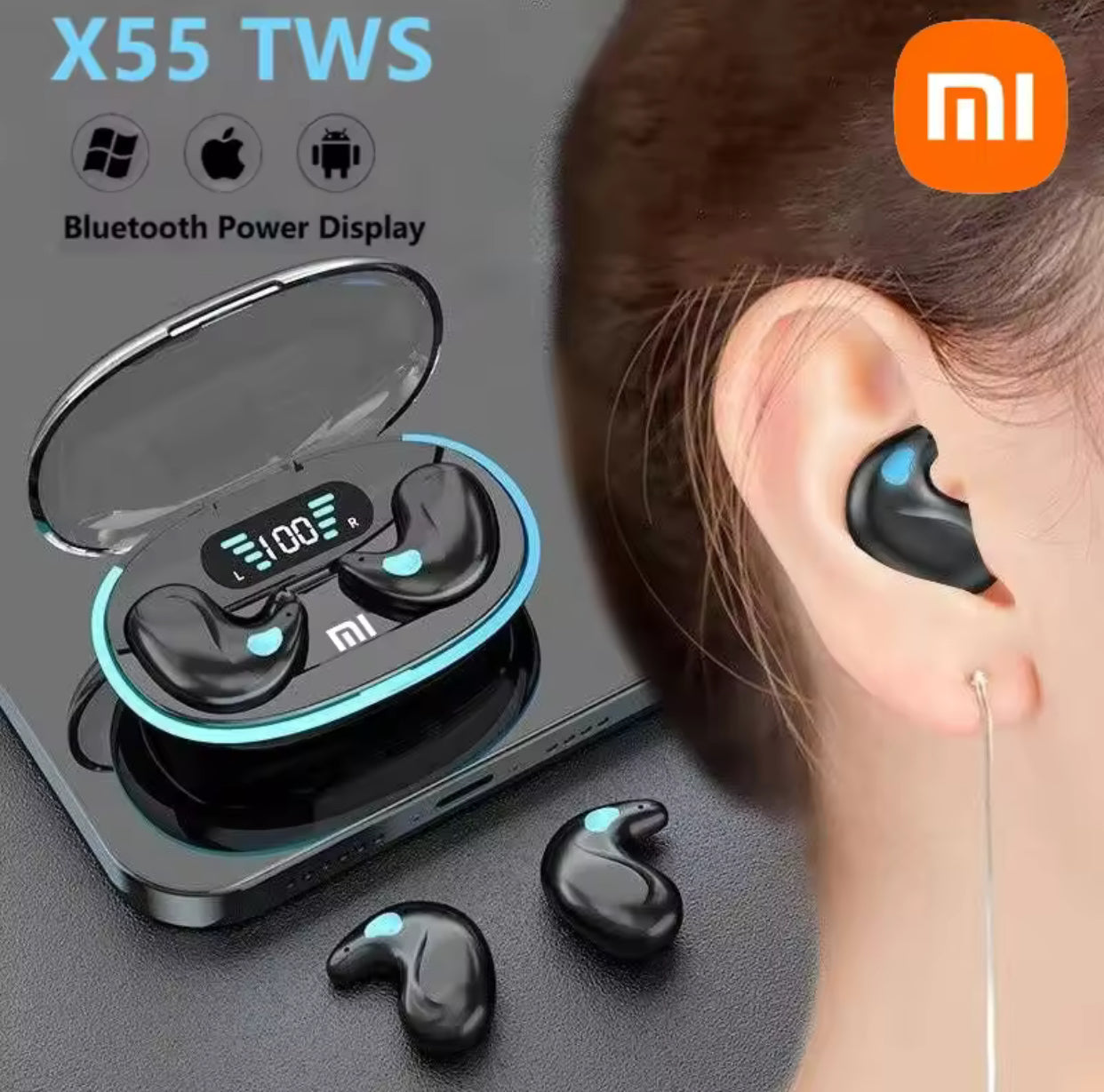 XIAOMI X55 Sleep Earphones Wireless Mini Earphones
TWS Bluetooth Earphones Stereo Hidden with Microphone
HD Call Life Waterproof