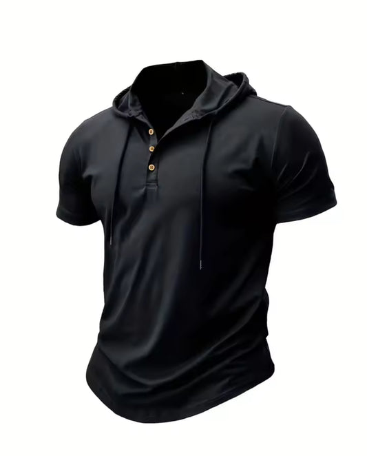 Men's T Shirt Summer Slim Fitness Hooded Short