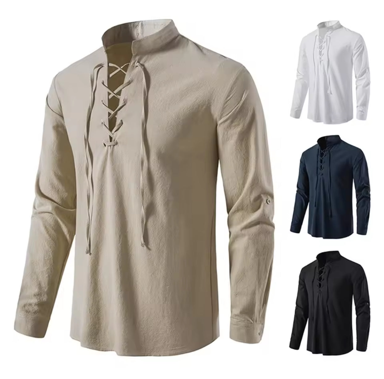 Men's Casual Blouse Cotton Linen Shirt Tops