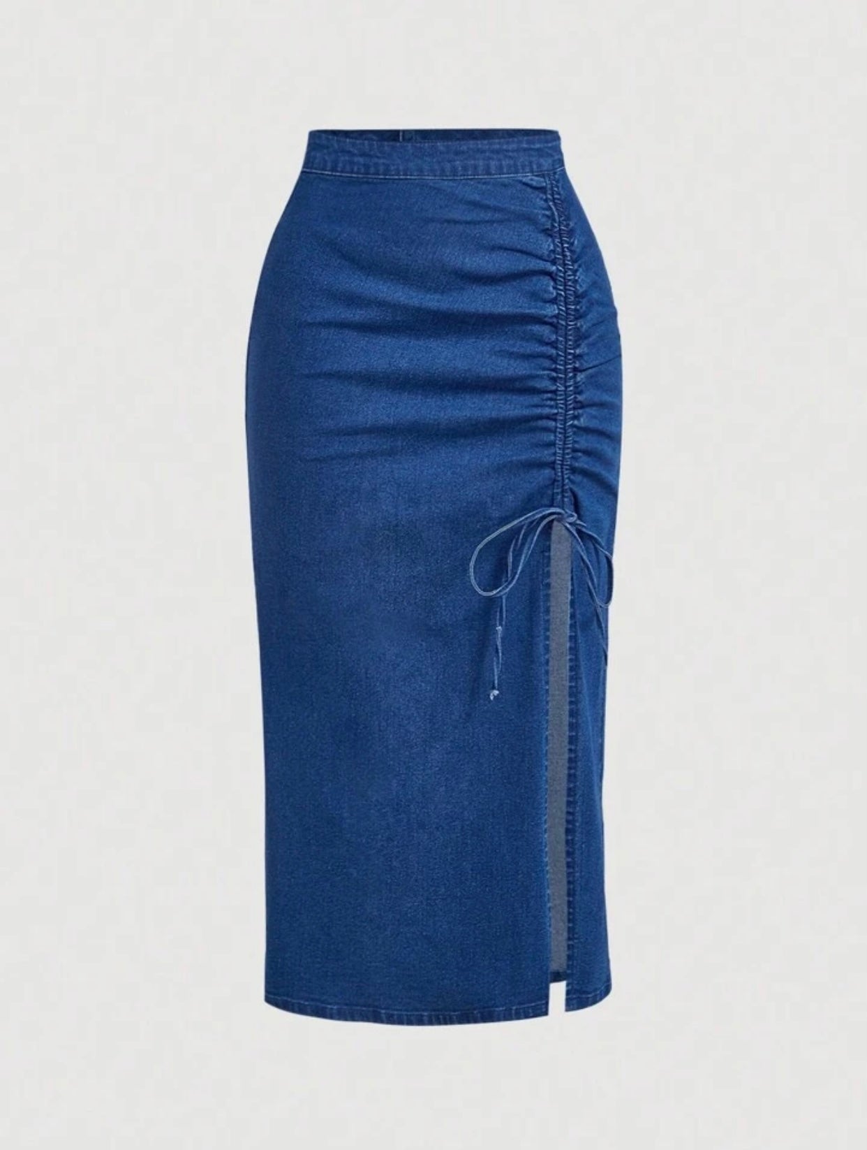 Women's Solid Color Casual Drawstring Denim Skirt