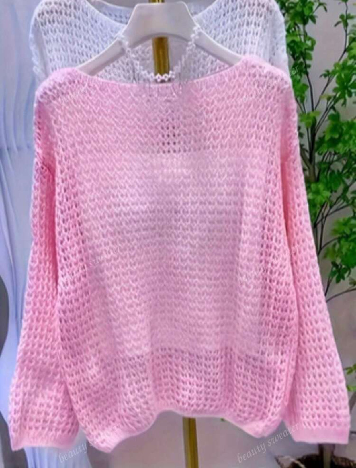 Casual Solid Color Hollow Knit Sweater