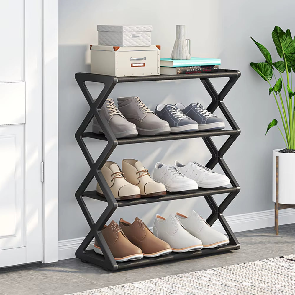 X Shape 4-Layer Shoe Rack