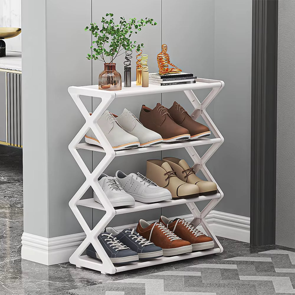 X Shape 4-Layer Shoe Rack