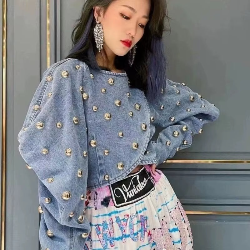 Women Long Sleeve Denim Top