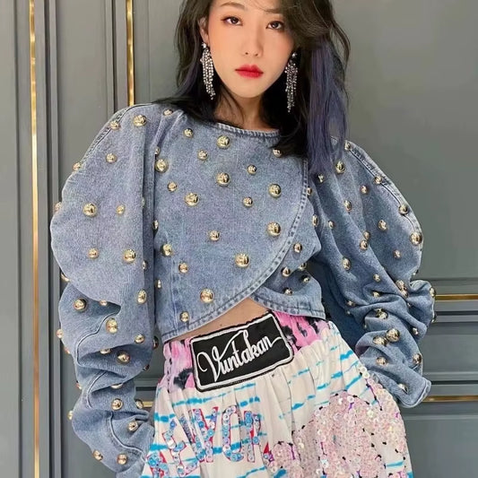 Women Long Sleeve Denim Top